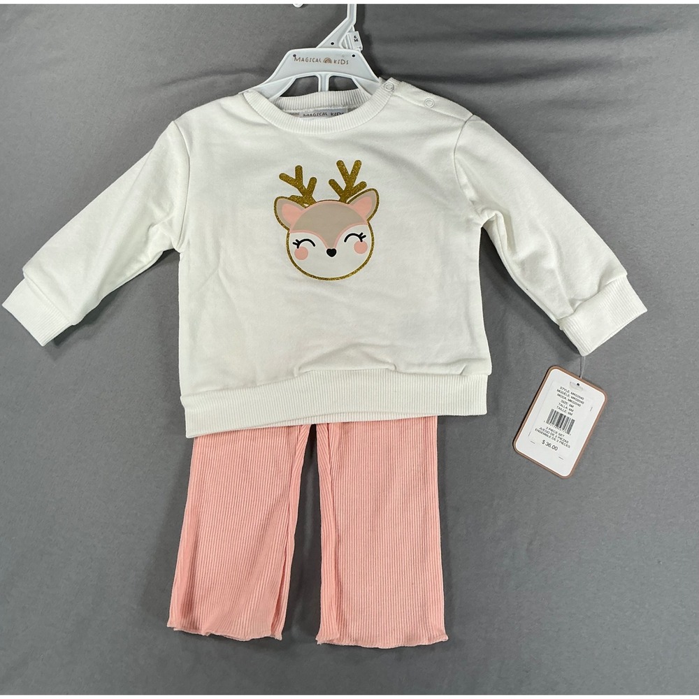 Two sets, NWT, 6n months Magical Kids Adorable Girls Raindeer 2 Pc Outfit